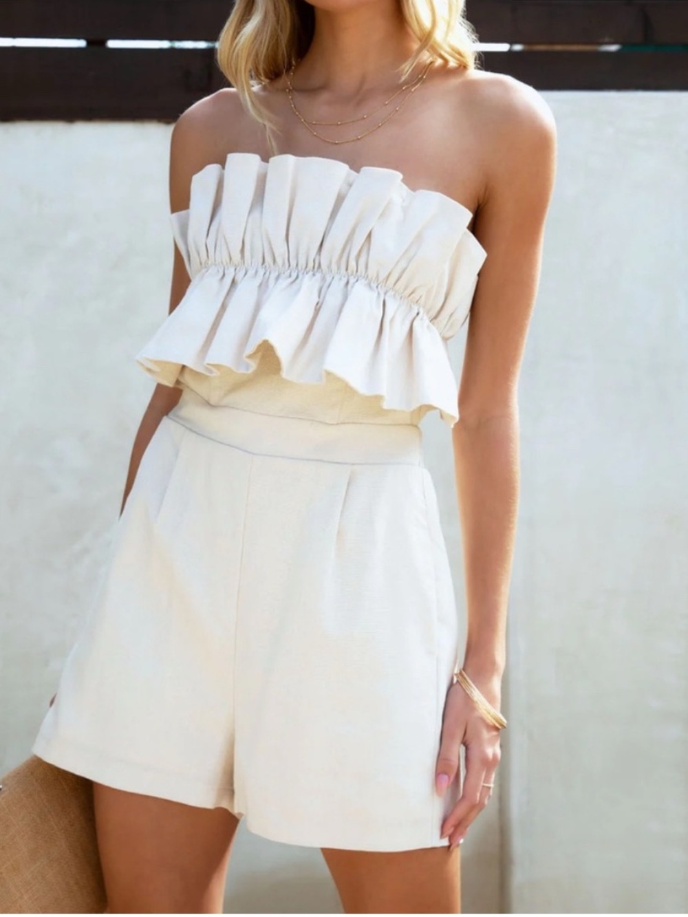 Strapless Black Ruffle Romper